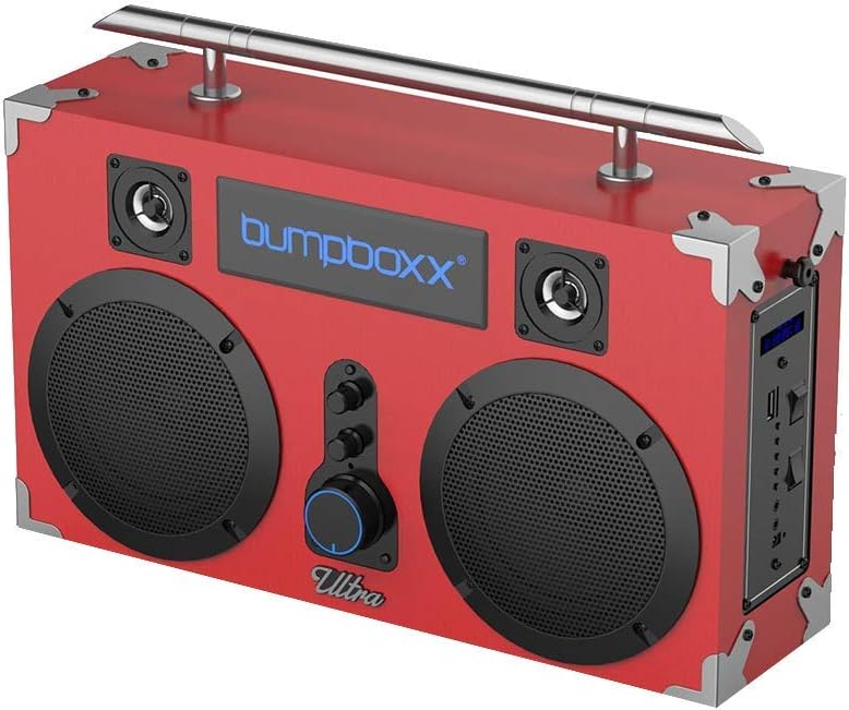 Bumpboxx Bluetooth Boombox Ultra Blue | Retro Boombox with Bluetooth Speaker | Rechargeable Bluetooth Speaker