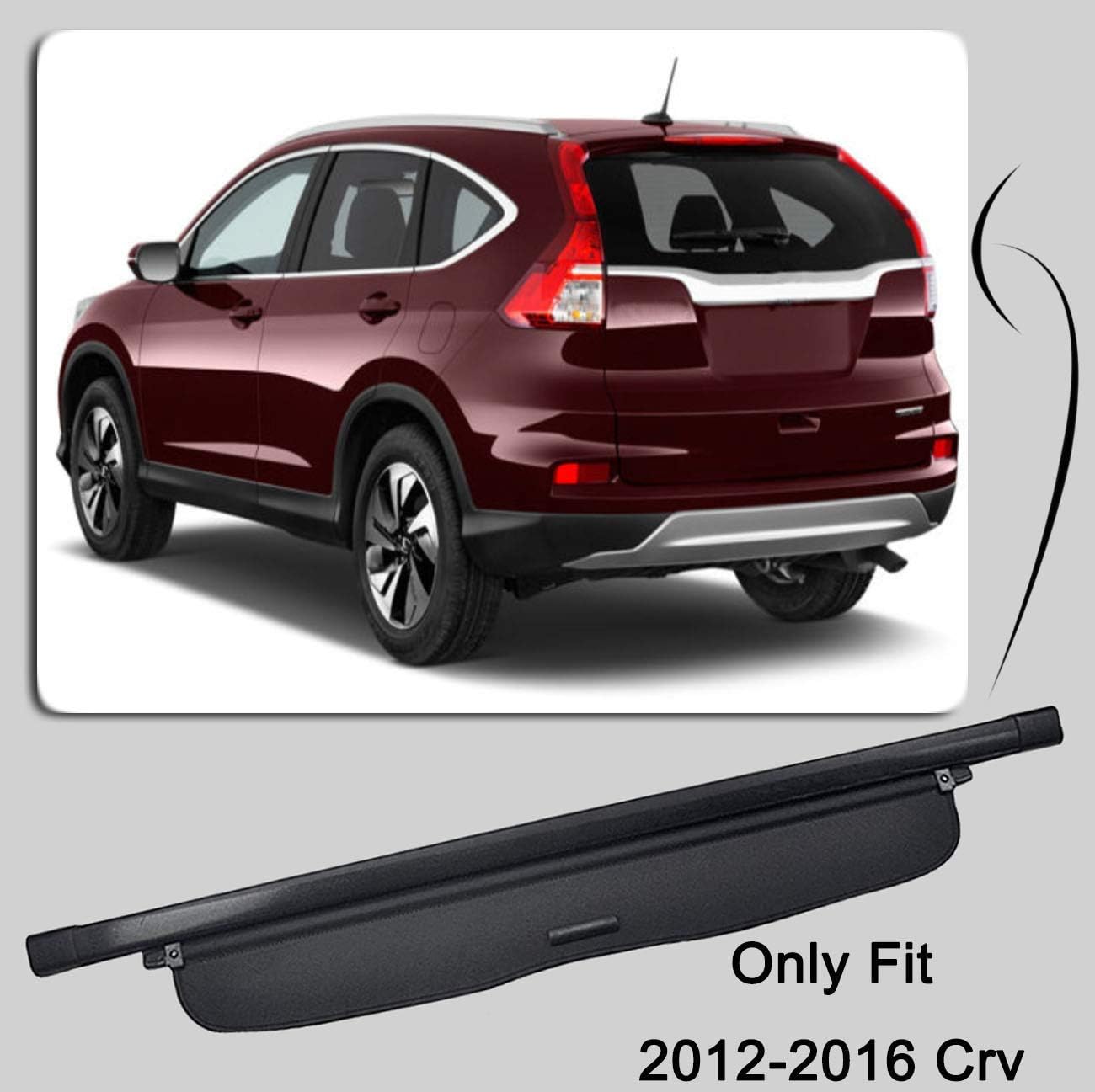 Cargo Security Rear Trunk Cover Retractable For 12-16 Honda Crv Cargo Cover Black by Kaungka