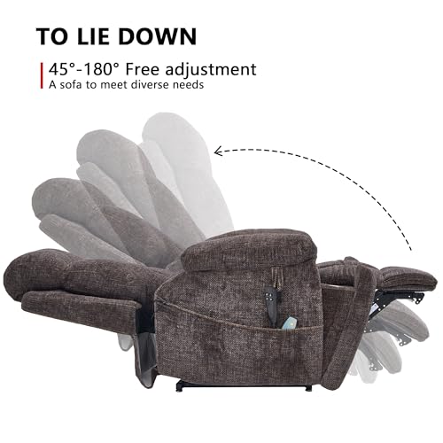 Power Lift Chair Lay Flat Recliner Infinite Position Electric Dual Motor Stand Up Lift Chair with Massage and Heat for Adults,Heavy Duty Recliners with 2 Remote Controls and Two Cup Holders