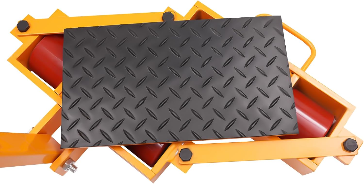 Machinery Mover 6T Machinery Skate Dolly with Steering Handle 13200lbs Machinery Moving Skate with 4 Wheels Heavy Duty Industrial Moving Equipment Yellow, 1pc