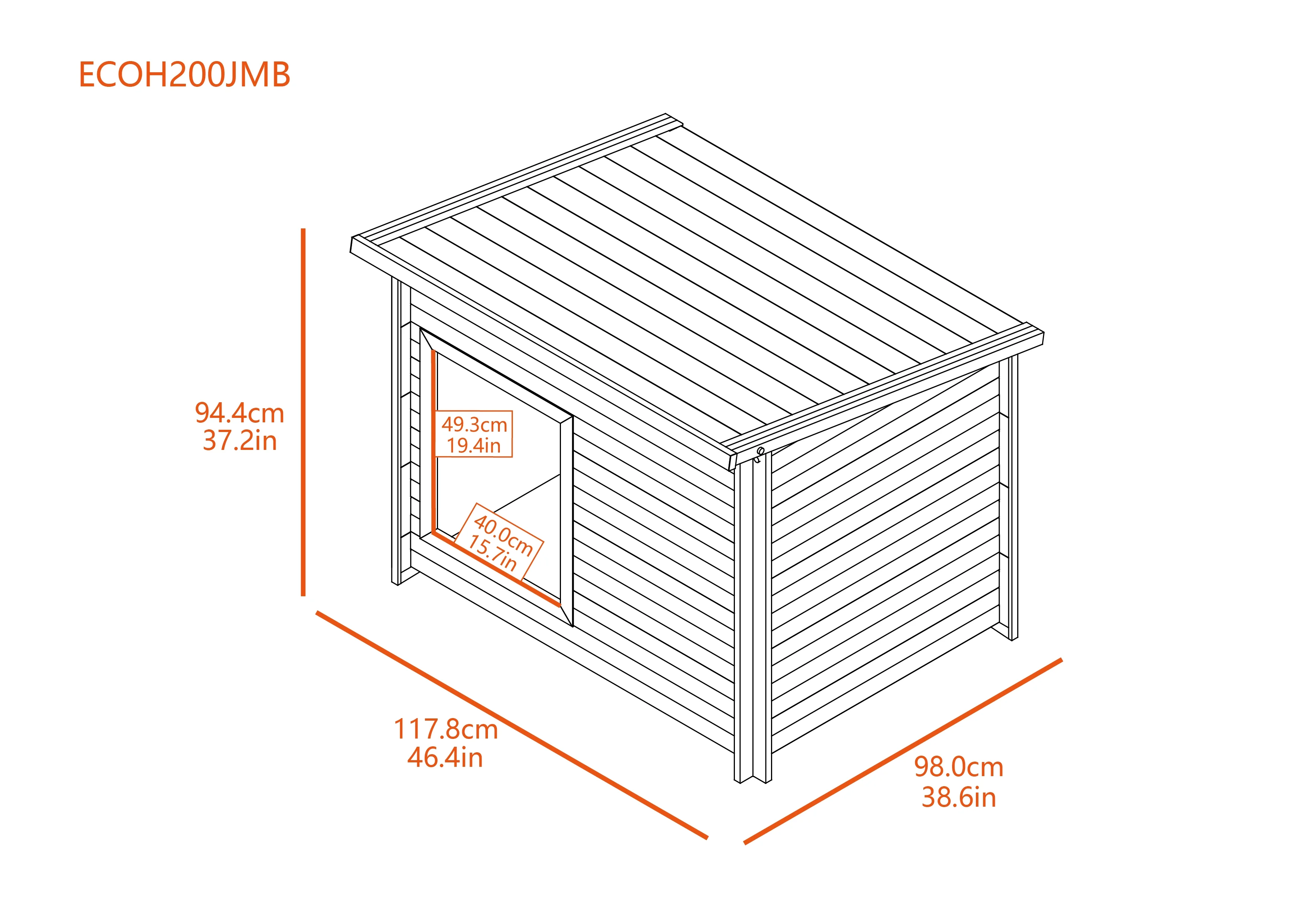 Rustic Lodge Dog House - Jumbo - Gray