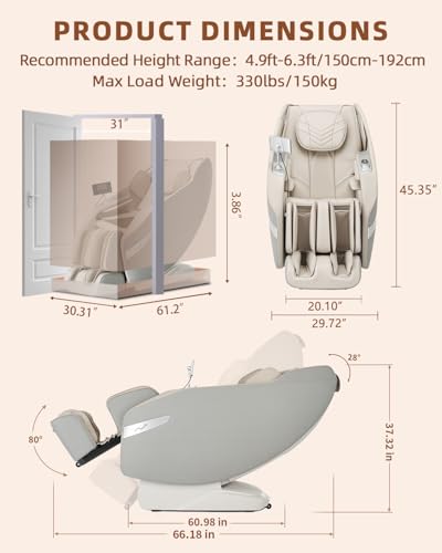 3D Full Body Massage Chair, Zero Gravity with Heat, 12 Auto-Modes, Shiatsu Foot & 55“ SL-Track, 28 Airbags, Footcare Massage, Grey