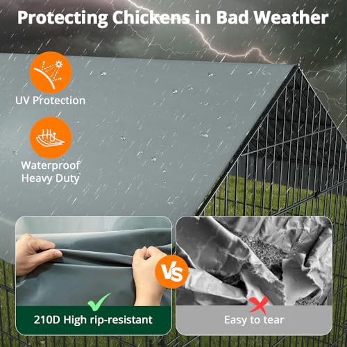 PawGiant Chicken Coop Chicken Run Pen for Yard with Cover 130"×40"×40" Outdoor Metal Portable Chicken Tractor Cage Enclosure Crate Outside for Small Animals Duck Rabbit Hen