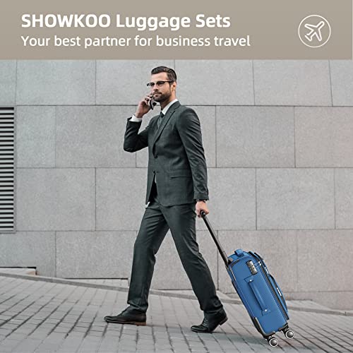 SHOWKOO Luggage Sets 3 Piece Softside Expandable Lightweight Durable Suitcase Sets Double Spinner Wheels TSA Lock Armygreen (20in/24in/28in)