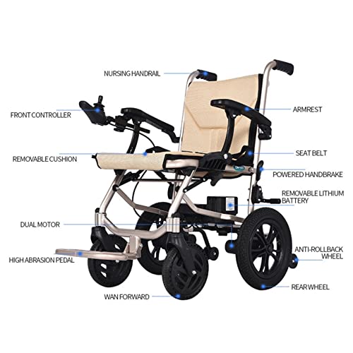 Lightweight Electric Power Wheelchair for Adults and Seniors 380W Motor Portable Travel Wheel Chairs Can Support 220 Pounds for Adults and Seniors