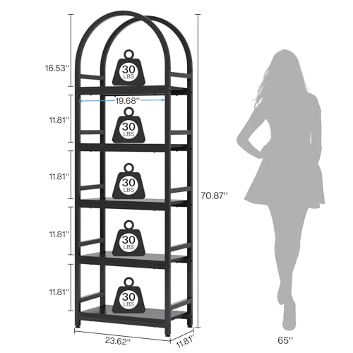 Tribesigns 4-Tier Open Bookshelf, 71" Modern Arched Bookcase Storage Shelves with Metal Frame, Freestanding Storage Rack Tall Standing Bookshelves for Bedroom, Living Room, Home Office