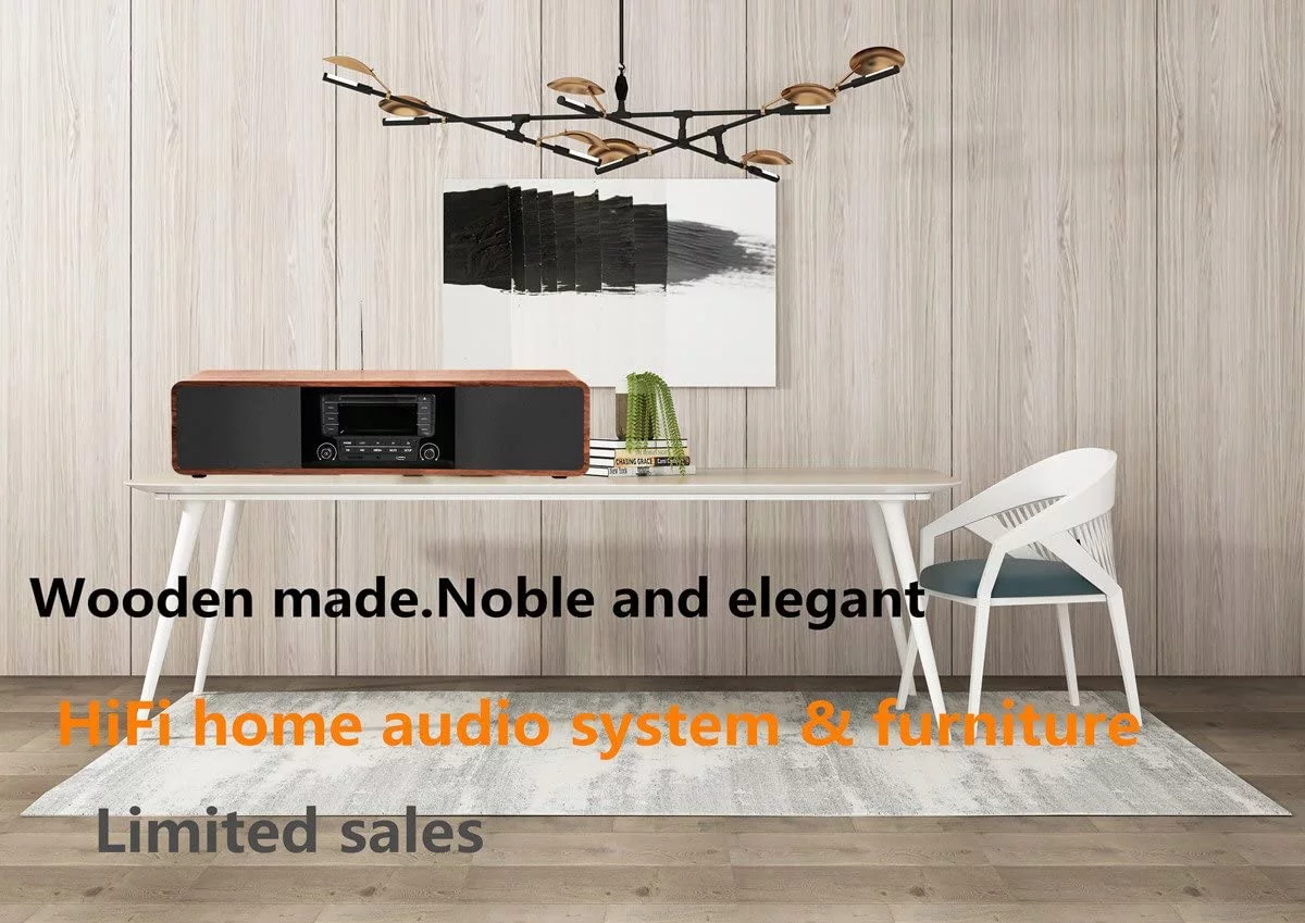 Open Box KEiiD CD Player for Home with Bluetooth Stereo System Wooden Desktop Speakers FM USB 20 lb
