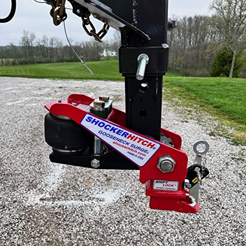 Shocker Gooseneck Air Hitch & Coupler for PJ Trailer, 4" RND AnglePin 2-5/16"Ball9 OffsetCoupler