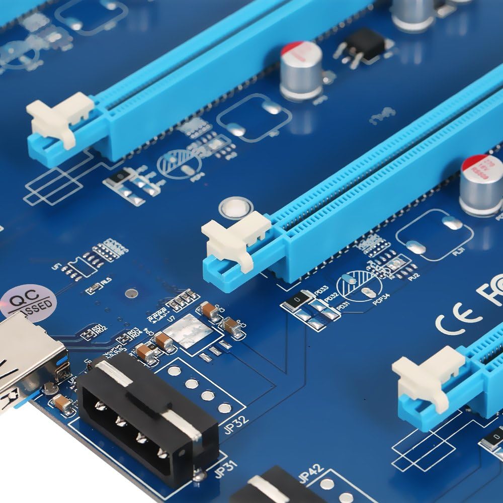PCI-E 1 to 4 PCI Express 16X Slots Riser Card Mining Modules PCI-e 1X to External 4 PCIe Slots Adapter Pcie Port Multiplier-GOLDEN BLUE Pack of 2