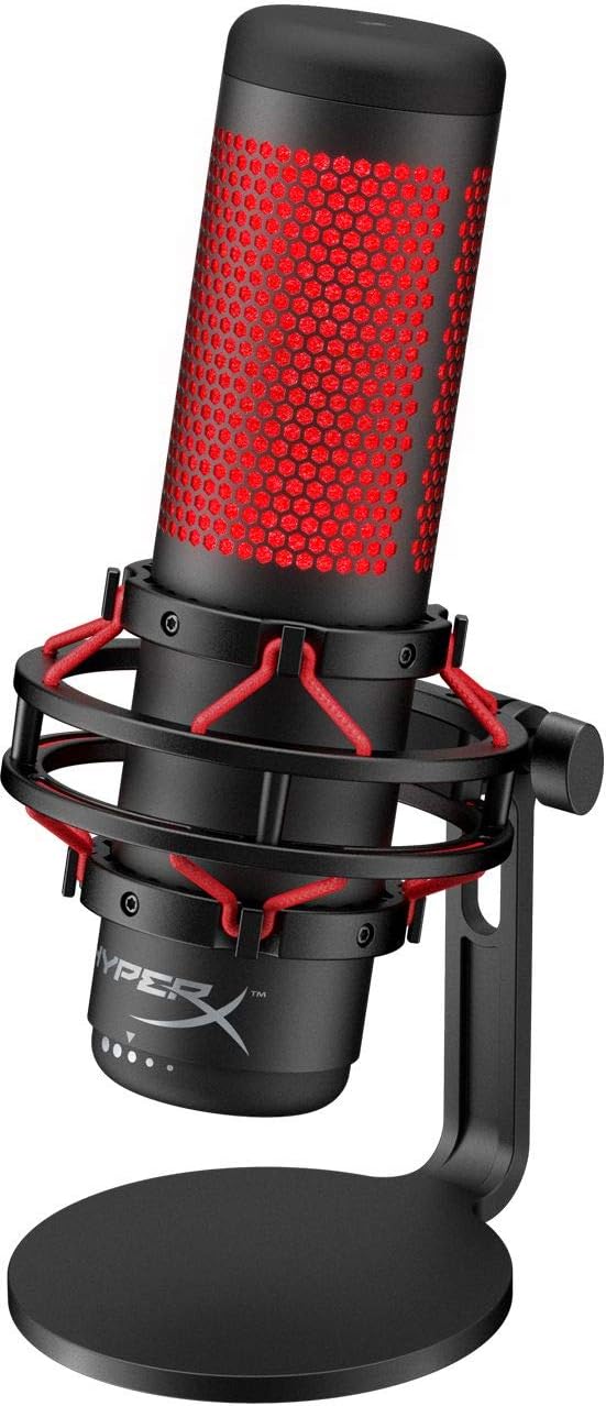 Newest HyperX - QuadCast USB Multi-Pattern Electret Condenser Microphone | 2020 Edition | for PS4, PC and Mac | Pop Filter | Anti-Vibration Shock Mount | | Red - Black | with KWALICABLE Bundle