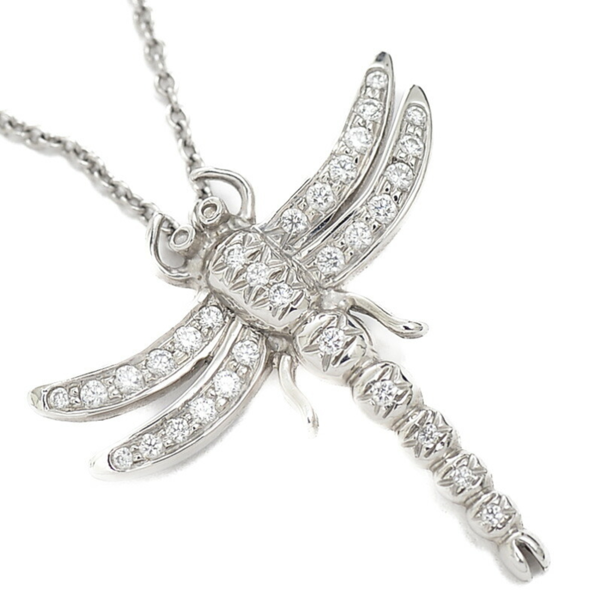 Pre-Owned Tiffany Dragonfly Motif Necklace Pt950 Diamond (Good)