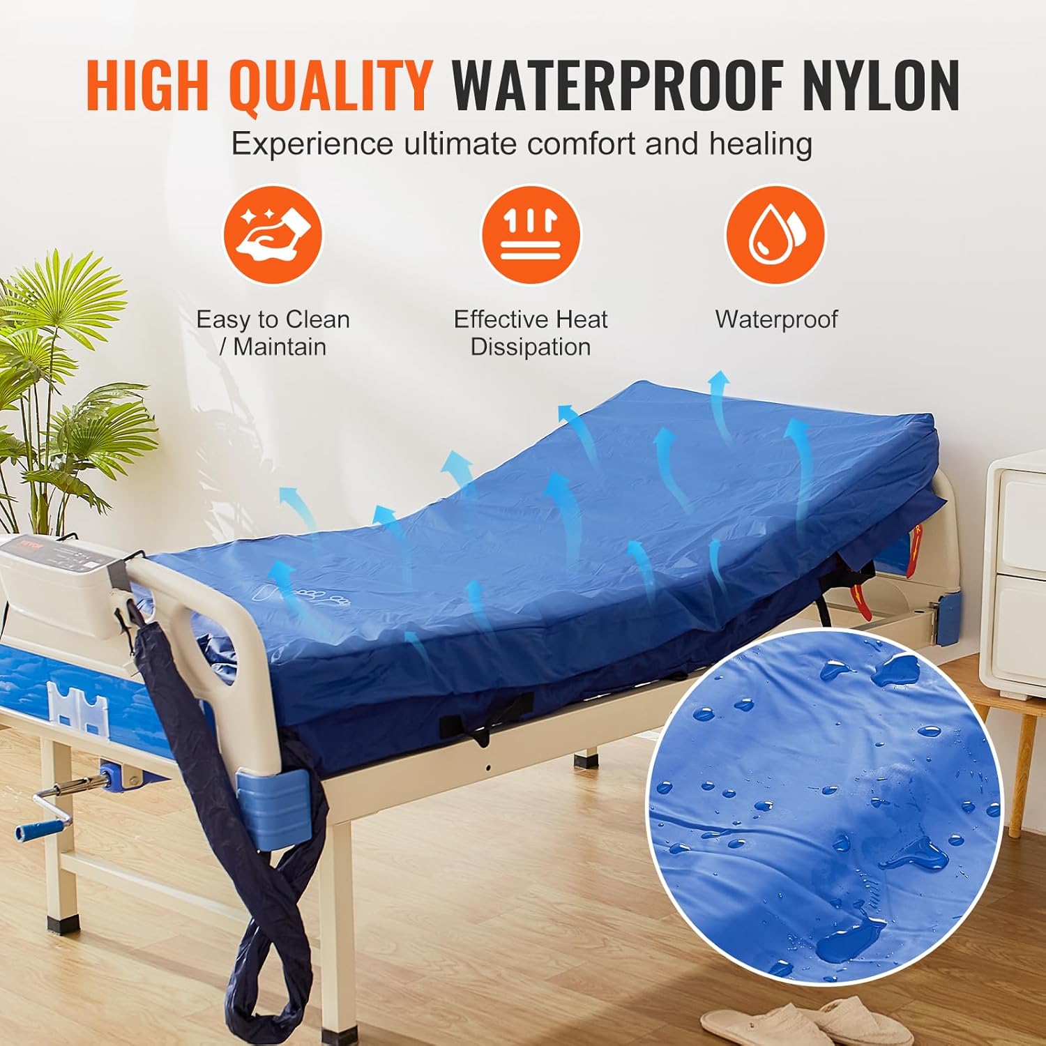 VEVOR Alternating Air Pressure Mattress, Dual-Layer Alternating Pressure Pad for Hospital Beds, 450LBS Loading Air Mattress for Bed Sores with Electric Quiet Pump, A, B-C Pressure Modes