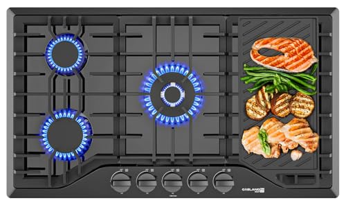 GASLAND Chef 5 Burners Gas Cooktop with Reversible Cast Iron Grill/Griddle