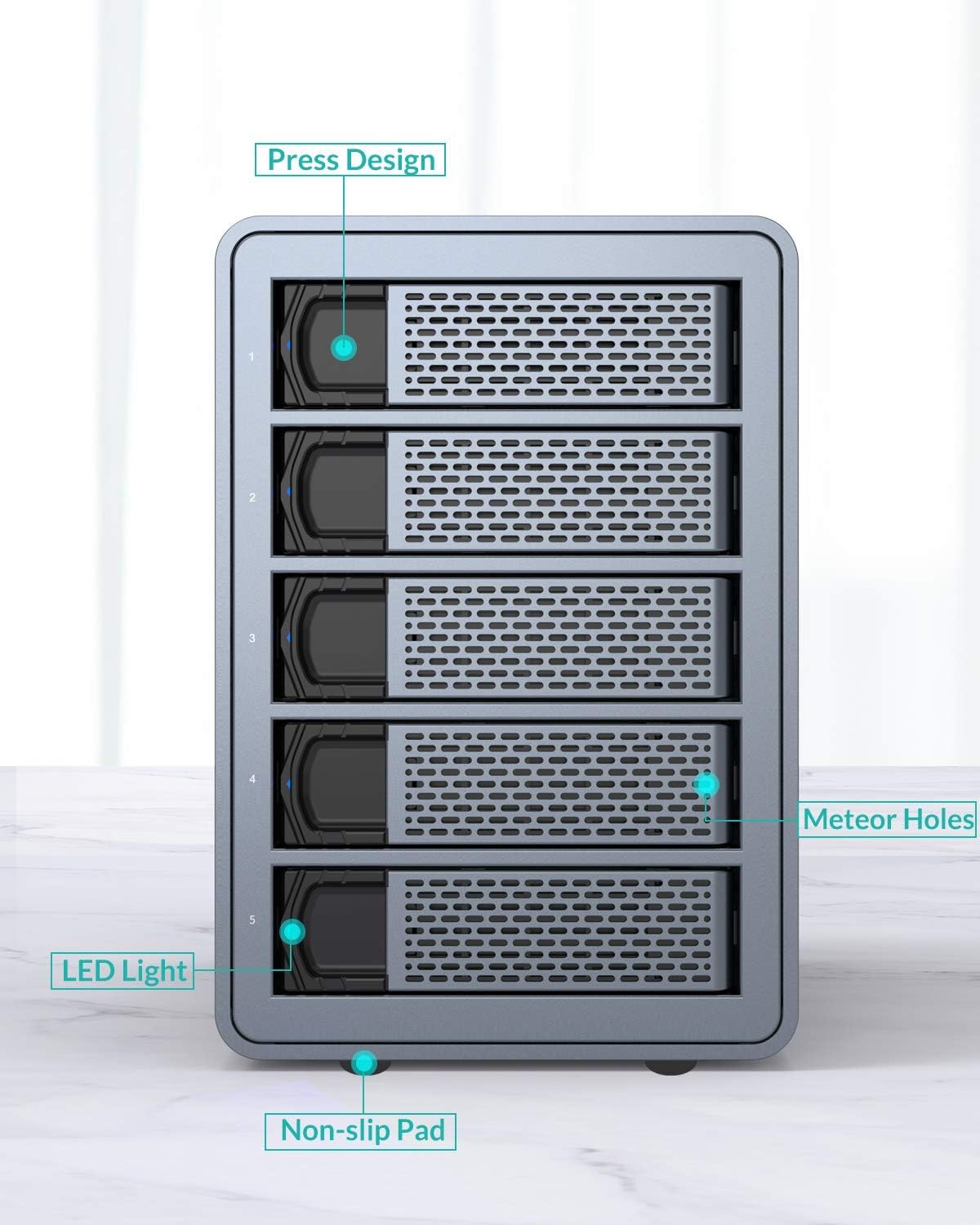 4 Bay Hard Drive Enclosure,Yottamaster Aluminum Alloy 2.5/3.5 USB3.0 to SATA3.0 External HDD SSD Storage Enclosure,Support 4 x 18 TB Capacity,Ideal for Enterprise-Class Storage Solution[FS4U3]