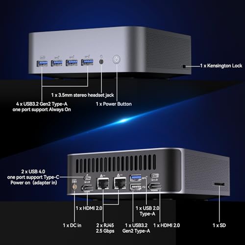 GEEKOM GT1 Mega AI Mini PC, with Intel 14th Gen Ultra 9 185H (Up to 5.1 GHz), 32GB DDR5 2TB M.2 NVMe SSD, Mini Desktop Computers Windows 11 Pro, 2.5G Dual LAN/WiFi 7/BT 5.4/USB4.0/8K/3 Years Warranty