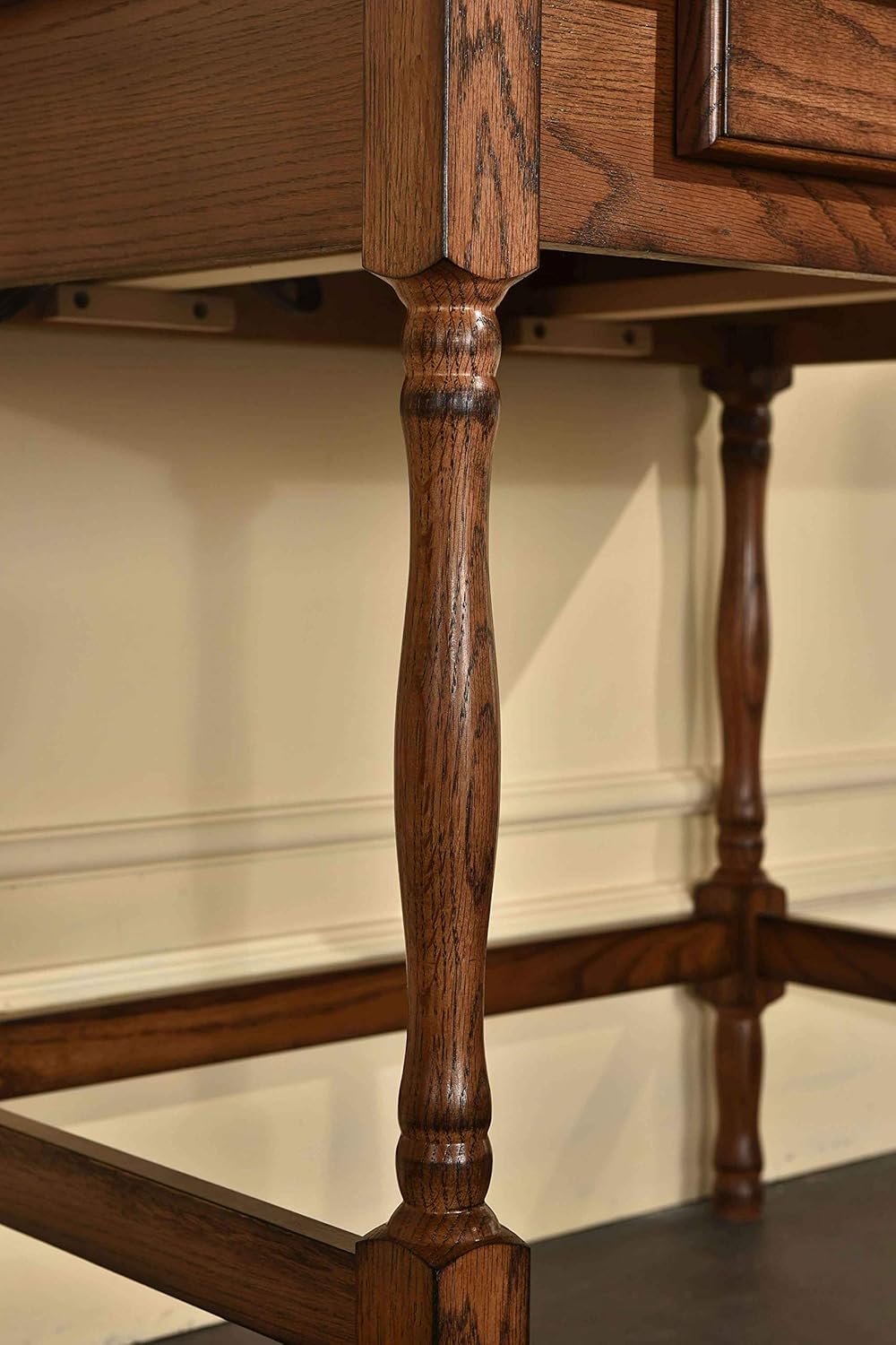 Mini Roll Top Desk Solid Oak Wood 32x 24x 44 Small Writing or Laptop Desk Burnished Walnut Finish Small Desk For Home Office, Kitchen, Bedroom, Living Room, Den Great Bill Paying Desk