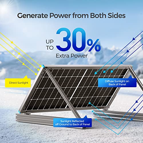 Renogy N-Type 16BB 250W Bifacial Solar Panel, 12V 250 Watt Solar Panel Double-Side 25% High-Efficiency, PV Module Power Charger for RV Marine Rooftop Farm Battery and Other Off-Grid Applications