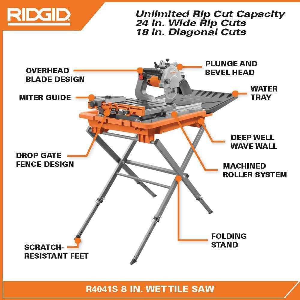 RIDGID R4041S 12 Amp Corded 8 in. Tile Saw with Extended Rip - Shop Hardware Tools Online Store