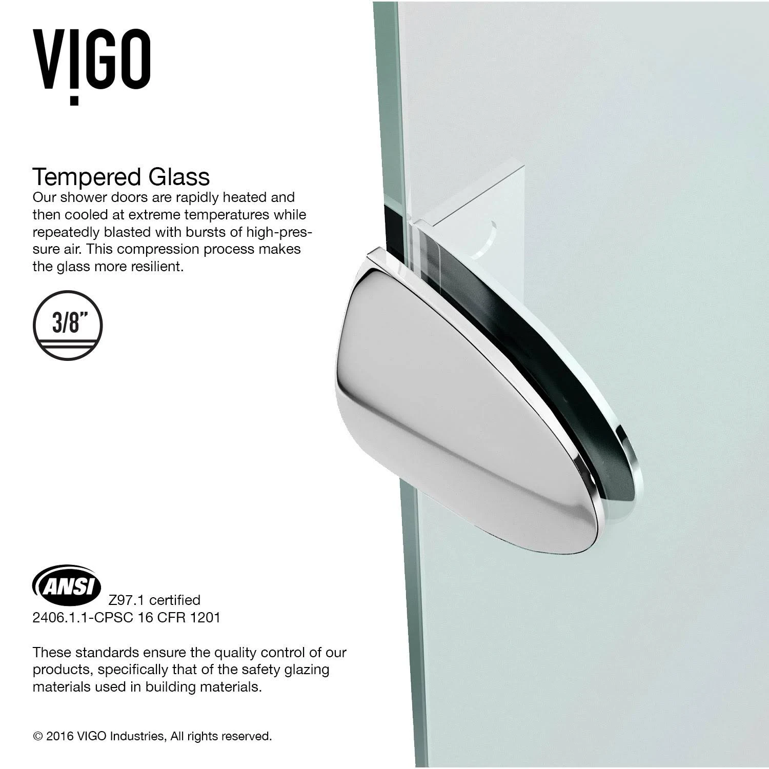 Vigo VG6061CHCL38W Verona Frameless Neo-Angle Shower Enclosure with Base