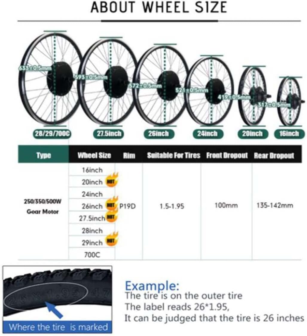 Ebike Conversion Kit 20"/24"/26"/27.5"/28"/29"/700C Front Wheel Electric Bicycle Motor Conversion Kit E-Bike Cycling Hub with LCD3 Display,20INCH-36V/250W