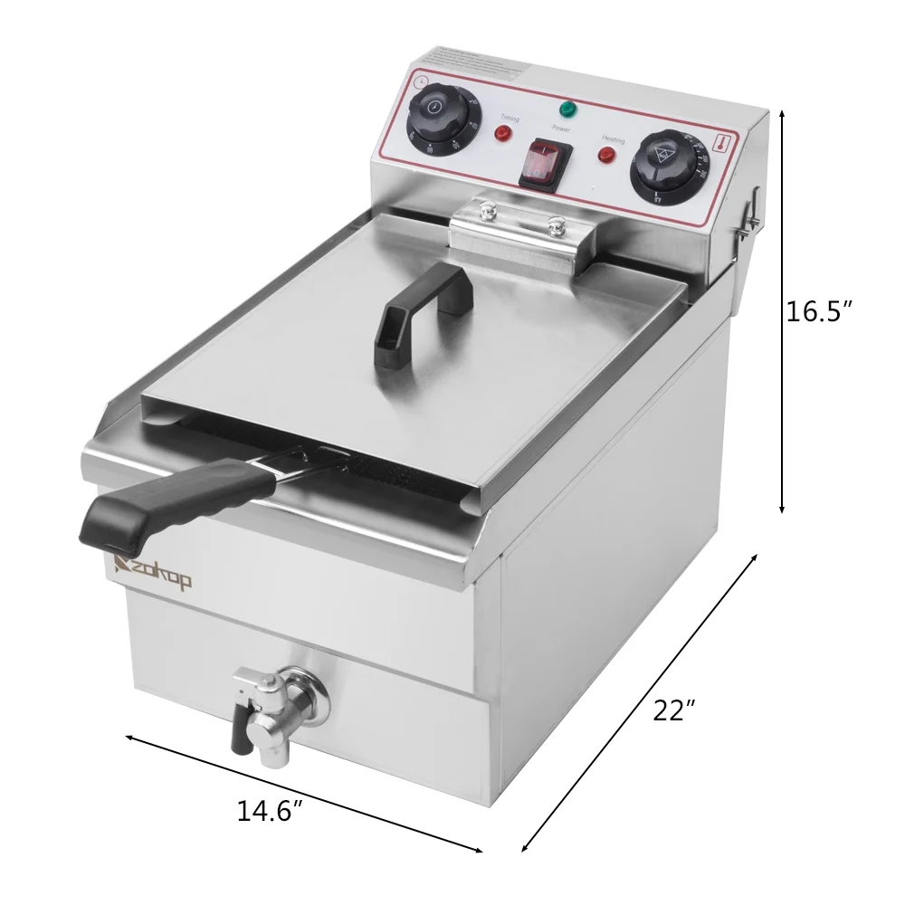 EH101V 8.5QT/8L Total Capacity 12.5qt/11.8l Stainless Steel Faucet Single Tank Deep Fryer 1700W Max (8L Large Fryer Blue / Large Handle)