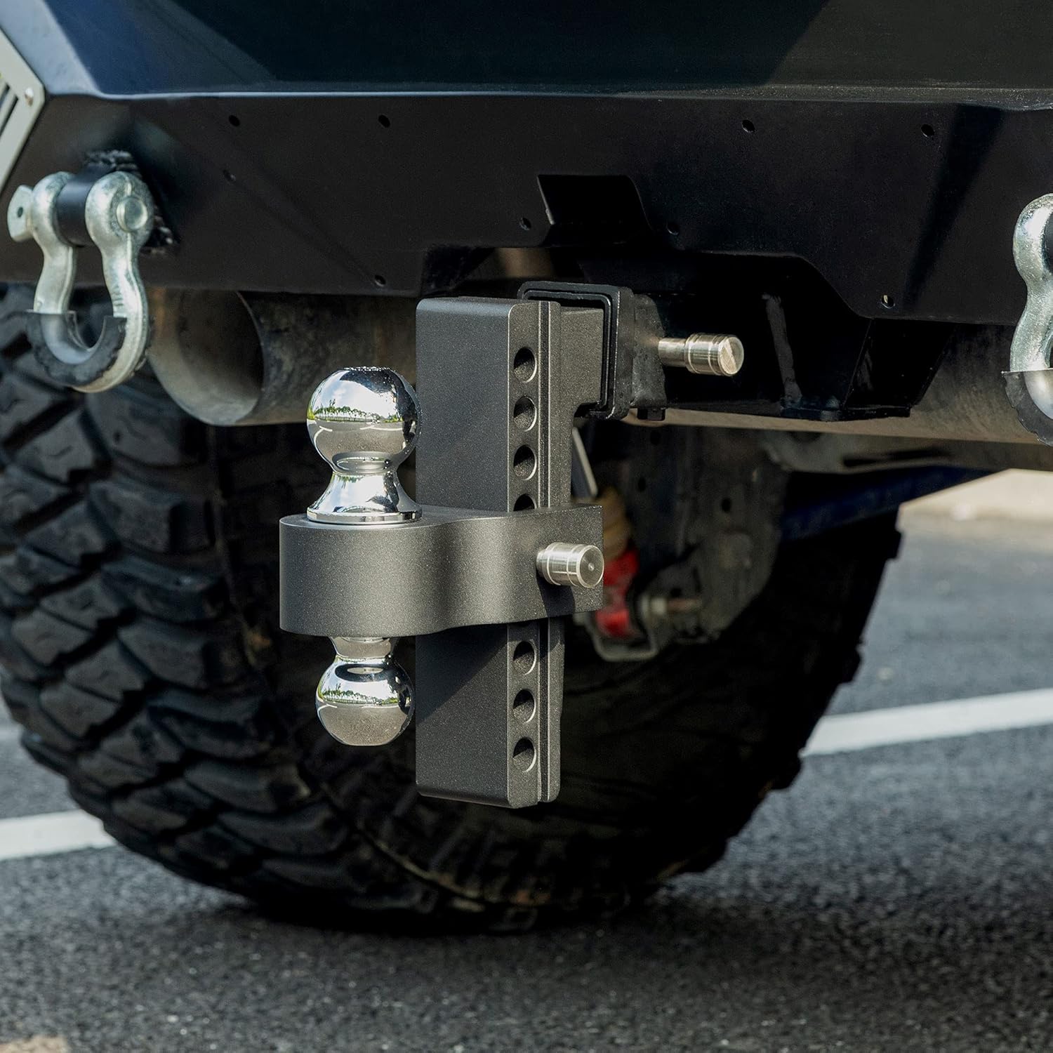 YITAMOTOR Adjustable Trailer Hitch Ball Mount, Fits 2-Inch Receiver, 10-Inch Drop Hitch w/Forged Aluminum Shank, 2-Inch and 2-5/16-Inch Combo Stainless Steel Tow Balls with Double Pin Key Locks, Black