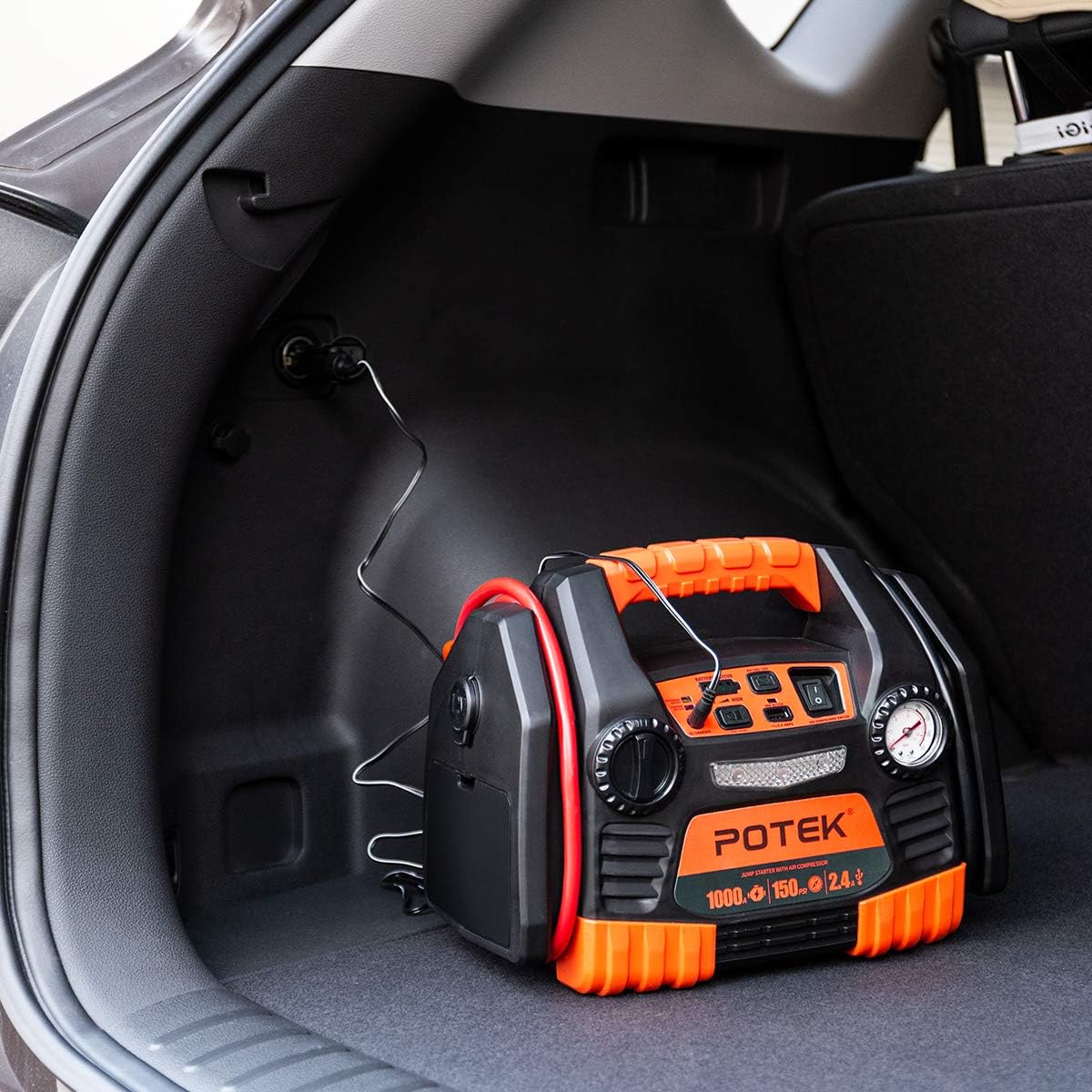 Kinverch Portable Car Jump Starter 1000 Peak Amp 12-Volt with 1-USB 1-12V Power Ports & 150 PSI Air Compressor