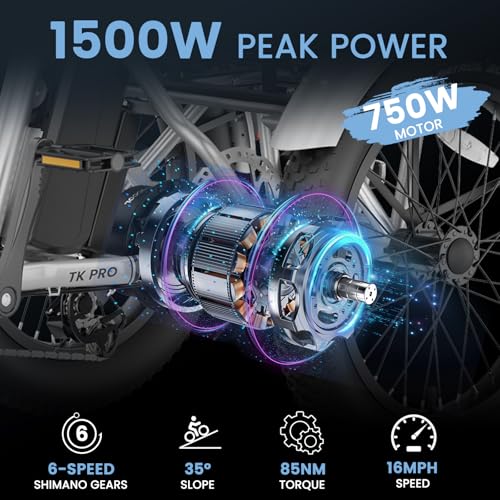 MOONCOOL Electric Tricycle for Adults, 500W/750W 48V 20" Folding Electric Trike Peak Power 1100W, 3 Wheels Electric Bicycle, Aluminum Frame Electric Tricycle with Large Basket and Removable Battery