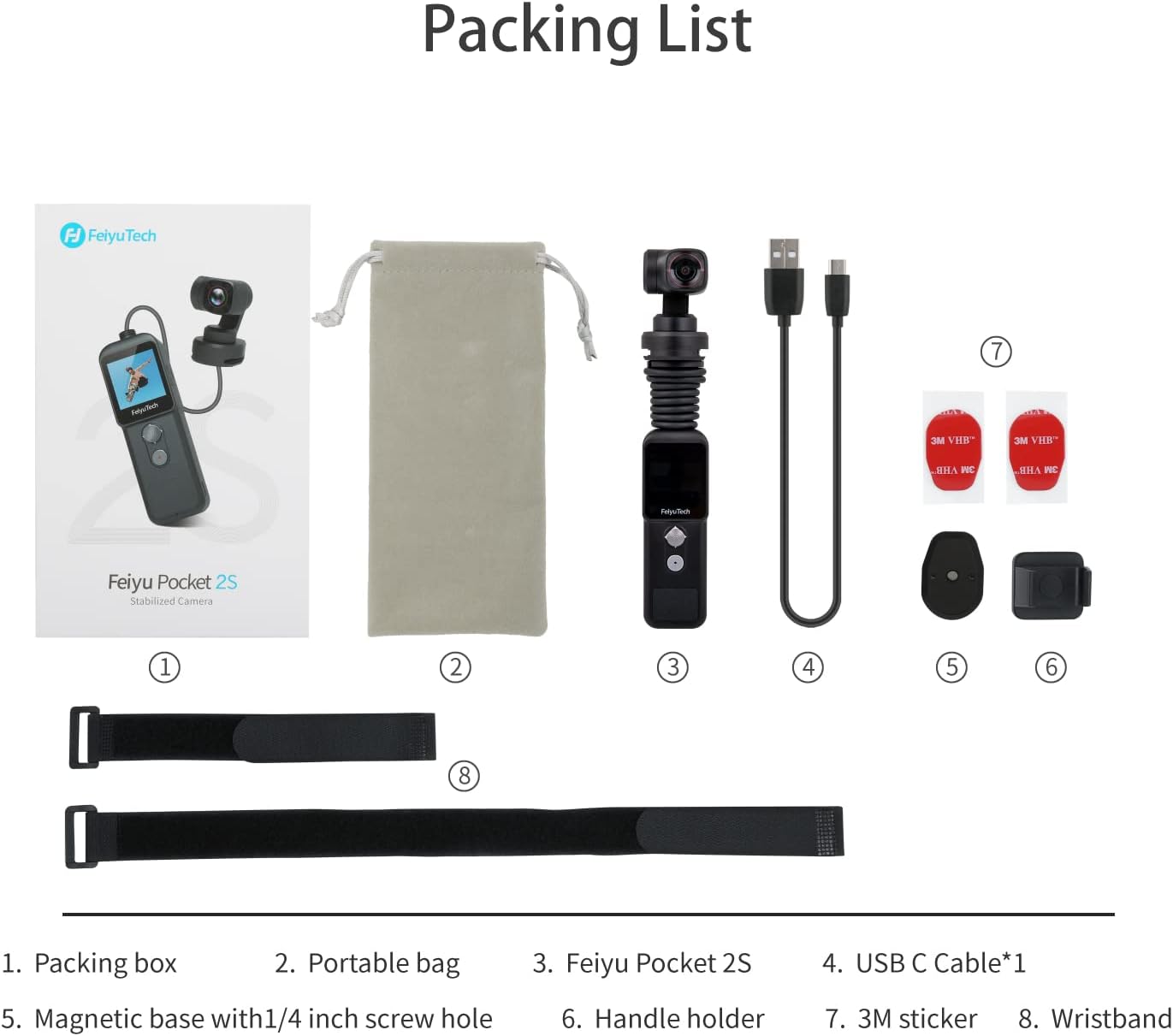 FeiyuTech Pocket 2 Action Camera 3-Axis Gimbal Stabilized 4K Video Handheld Gimbal Integrated Camera, 130° View, Magnetic Body, 4xZoom, 512G Card Slot, Beauty Effect, with Mic for YouTube TikTok Vlog Pack of 2