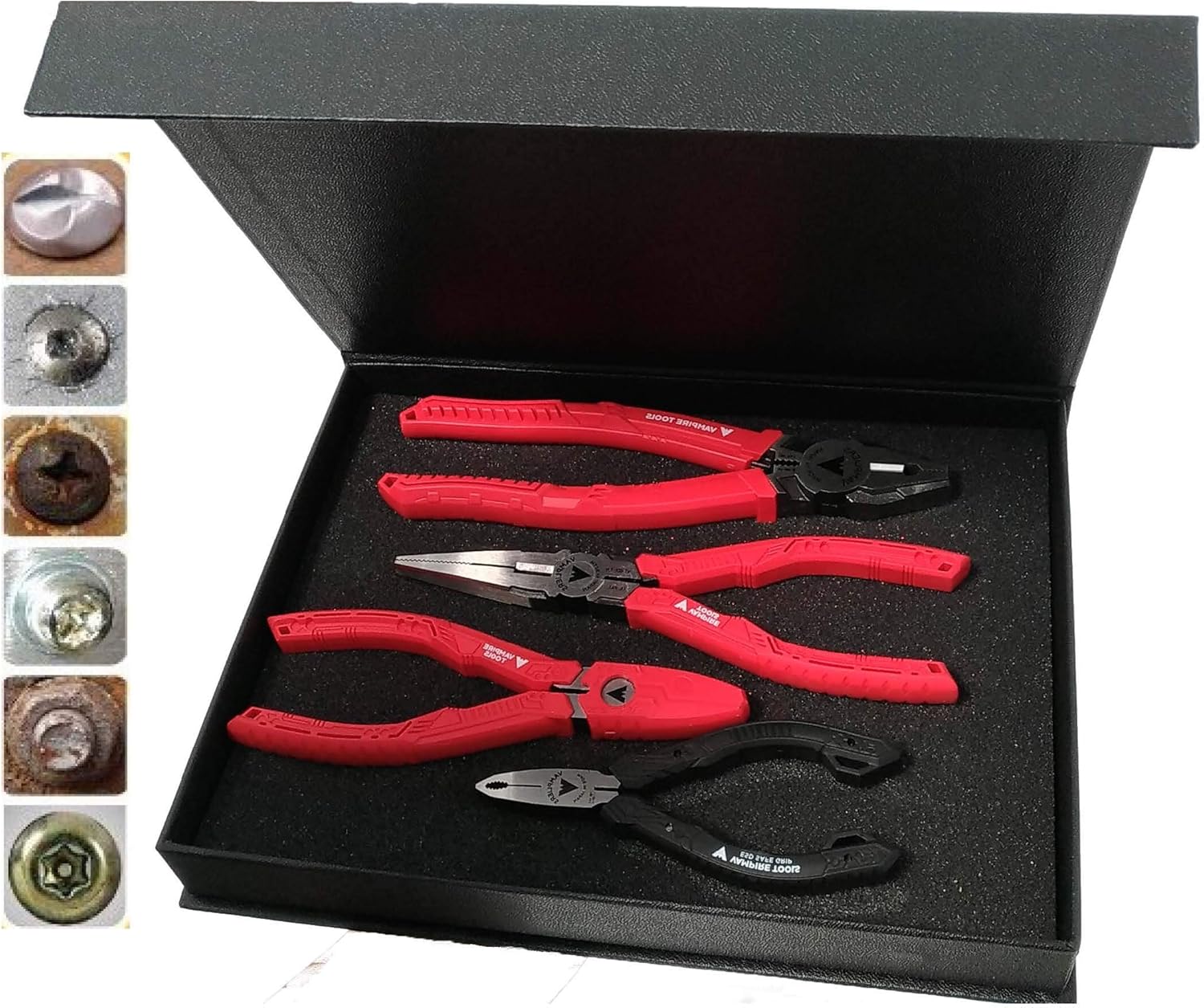VAMPLIERS 4-PC Screw Extraction Pliers to Remove Damage/Rusted/Specialty Screw Nuts and Bolts, Makes the Best Gift to last beyond the Season (S4B 4-PC Pliers)