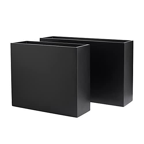 Calistoga Tall Rectangle Fiberglass Planter, Black, 48 Inch