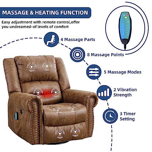 Power Lift Recliner Chair for Elderly with Massage and Heat, Electric Recliner Chair with Rivet Decoration, 2 Remote Controls, Side Pockets & USB Ports for Home, Office (Smoky Gray)