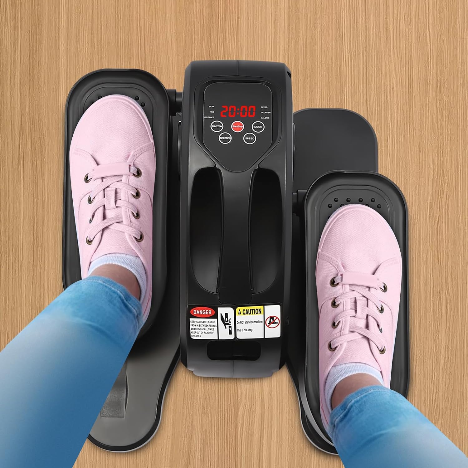 Under Desk Elliptical Machine, Portable Ellipse Pedal Leg Exerciser with Remote Control, LED Monitor, 5 Adjustable Speed, Compact Electric Elliptical for Seniors