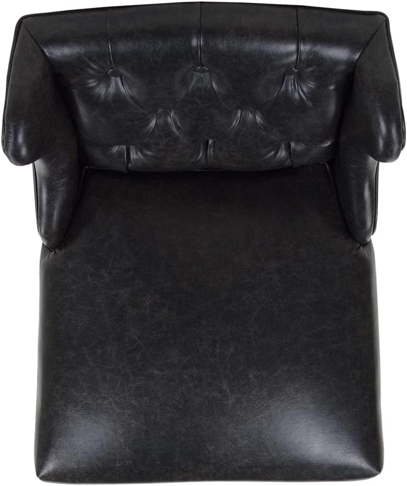 Jennifer Taylor Home Richmond 26" Armless Wingback Tufted Counter Height Bar Stool, Vintage Black Brown Faux Leather