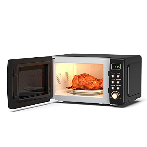 Nightcore Countert Retro Microwave Oven, Large 0.7Cu.ft, 700-Watt, Cold Rolled Steel Countertop with Time Setting, Glass Turntable Plate, Pre-Programmed Cooki, 18"(L)×14"(W)×10"(H), Green