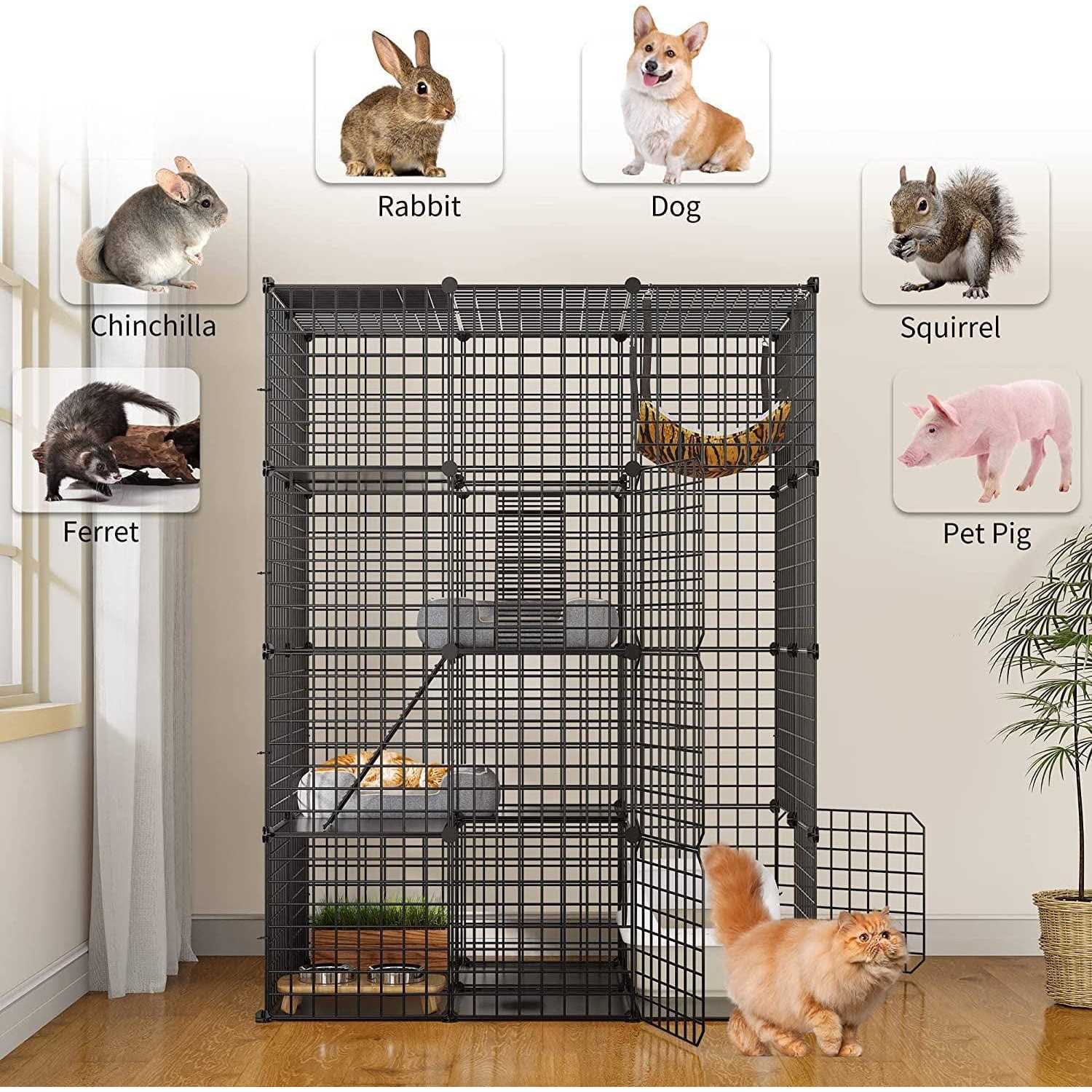 Dextrus 4-Tier Cat Cage Cat Hammock Large Metal Wire Cat Kennel DIY Cat Playpen Perfect - Pet Supplies online store