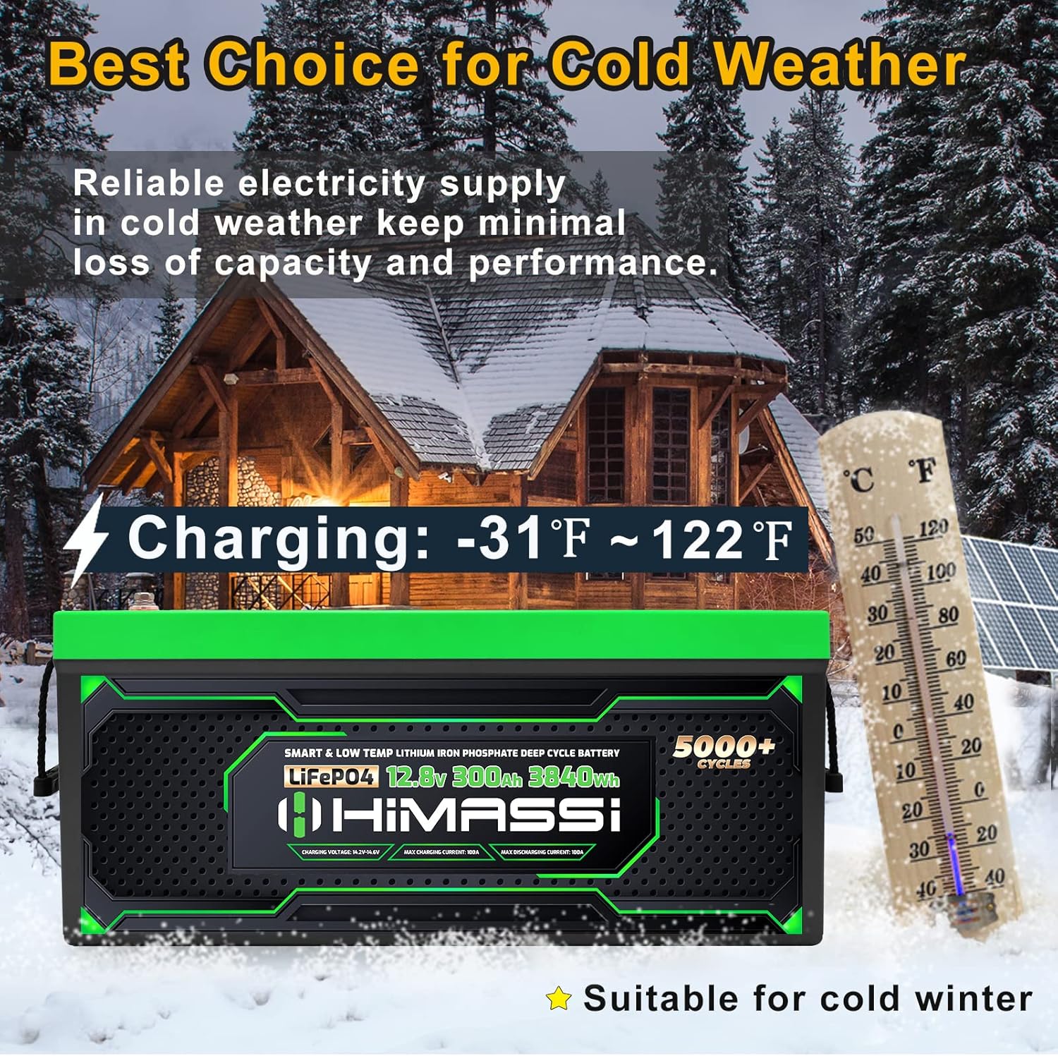LiFePO4 Battery, 12V 400Ah Lithium Battery, Built-in 250A BMS, Lithium Ion Battery for Trolling Motor, Solar, Marine, RV Car, Camper, Home Storage, Off-Grid System