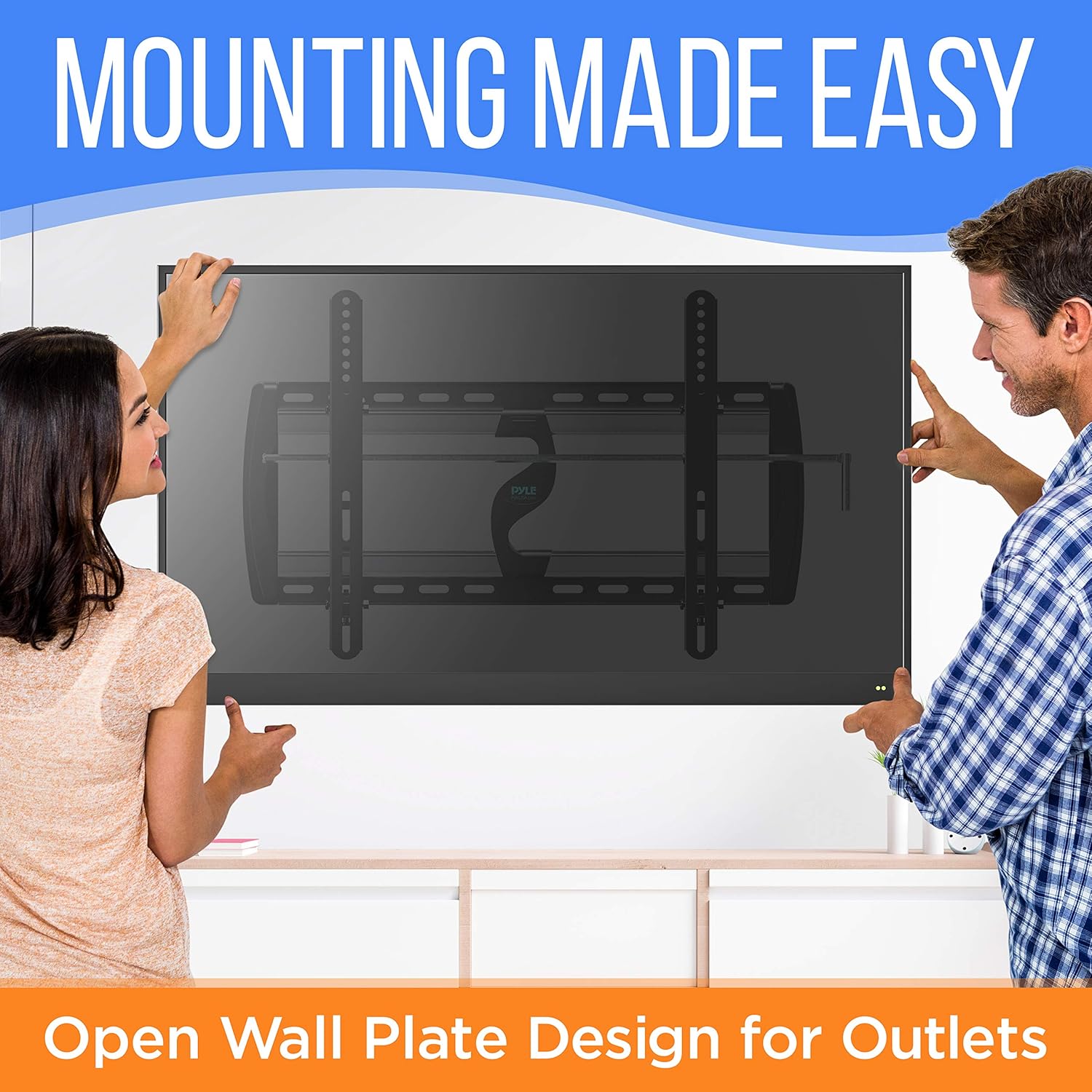 Tilting Wall Mount TV Bracket - Heavy Duty Universal Flat Screen TV Wall Mount - Mounts 26-52" LED/LOLED & Plasma TV Flat Screens - Medium Tilt, VESA Mounting, 110 lbs Weight Capacity - PYLE PYWM24 Pack of 2