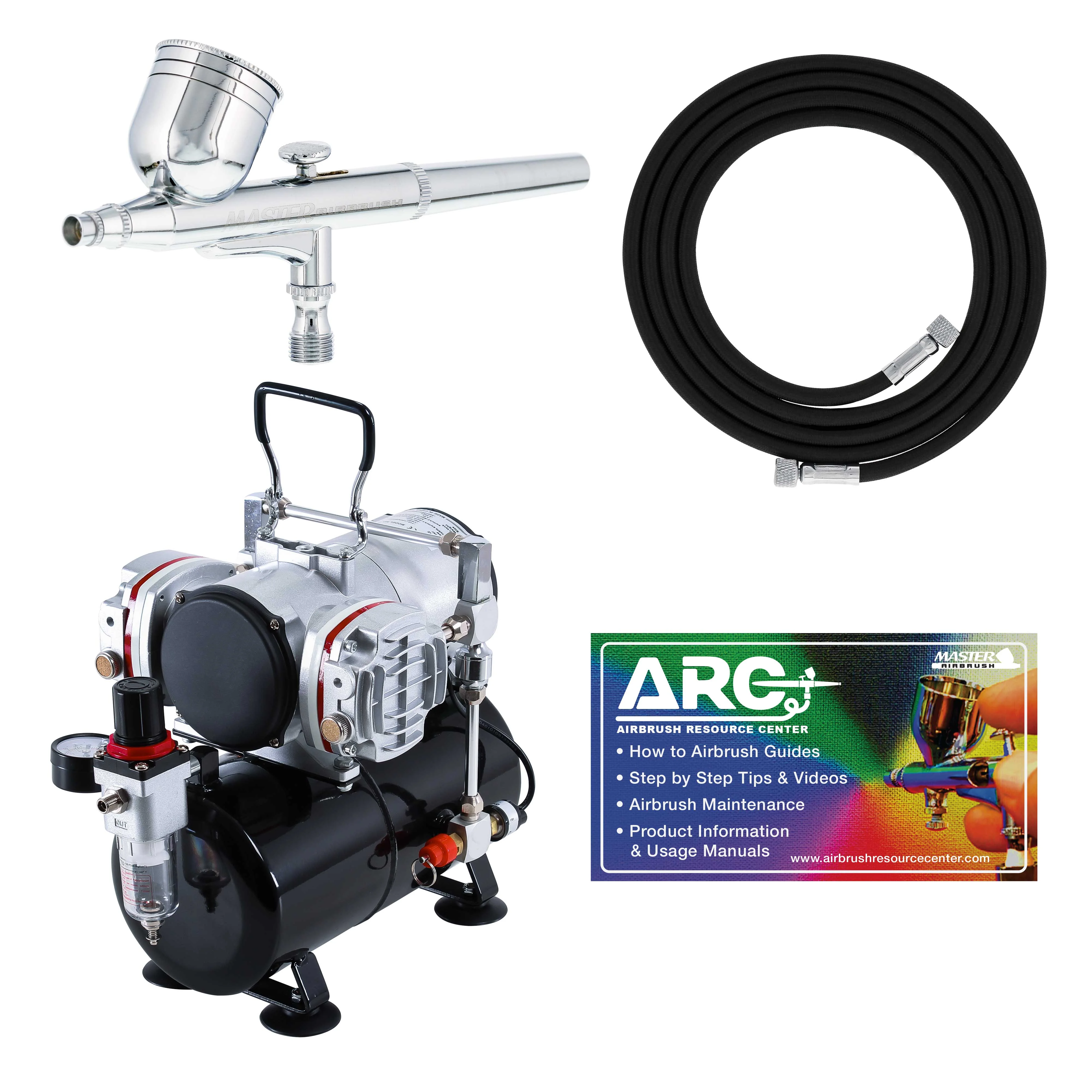 MULTI-PURPOSE Dual-Action AIRBRUSH SET KT Twin Piston Air Compressor Paint Hobby
