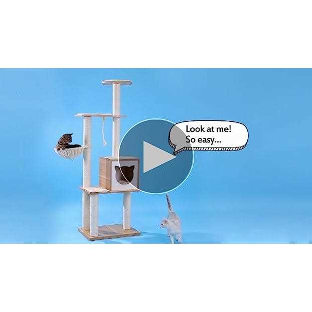 MADE 4 PETS Made4Pets Cat Tree for Indoor Cats Modern Cat Tower 65 Tall Wood Kitten Condo with Hammock for Small Large Cats - Pet Supplies online store