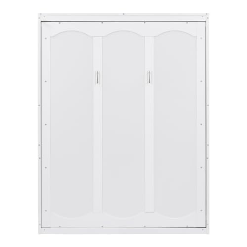 Queen Size Murphy Bed Wall Bed with Shelves, Modern Wall Bed with Shelves, Queen Size Wood Murphy Bed Cabinet Bed, Murphy Bed Chest Murphy Bed Frame, Horizontal Murphy Bed for Guest Bedroom, Grey