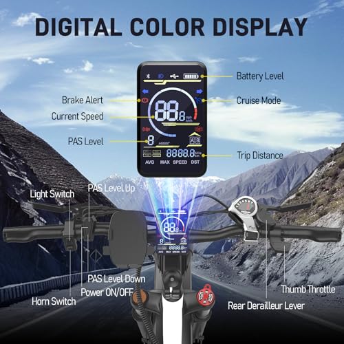 26" Electric Bike for Adults, 90 Miles 34MPH Fast E Bike for Men, Peak 1500W Fat Tire Ebike for Adults Electric with 48V 864WH Removable Battery, ON/Off Road E Bicycle with Brake Light