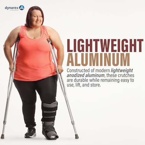 Dynarex Bariatric HD Steel Tall Adult Crutches - 5'10” to 6'6” - Extra Heavy Duty Bariatric Crutches with Underarm Pads, Adjustable Hand Grips - 1000 lb. Capacity, 1 Pair