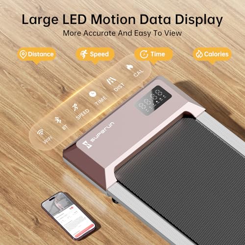 Superun Walking Pad, Under Desk Walking Pad Treadmills for Home & Office, 2 in 1 Walking Treadmill, Portable Mini Treadmill with Remote Control & Smart Motion APP, 265 Lbs Capacity, Installation Free