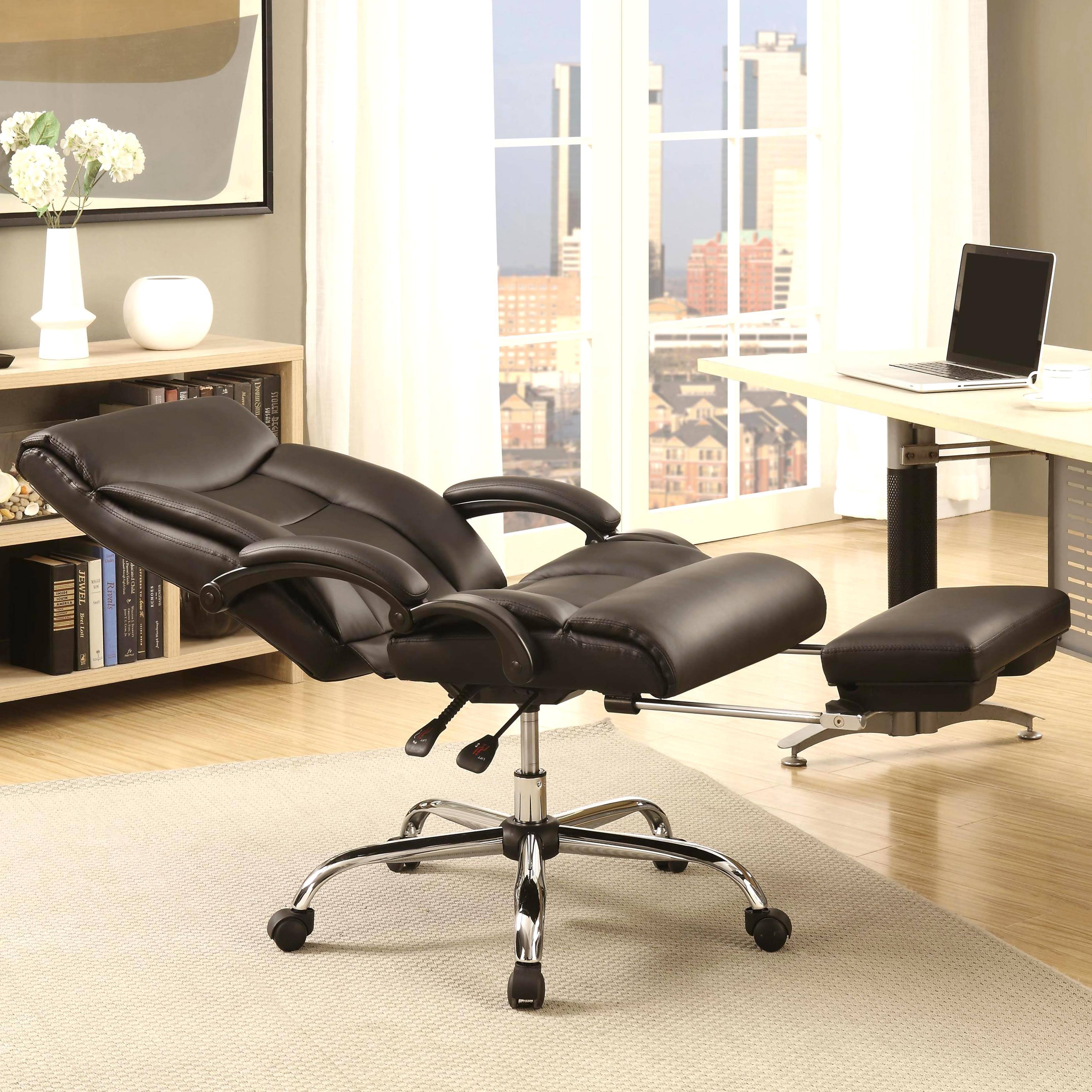 Executive Adjustable Reclining Office Chair with Incremental Footrest (Black)