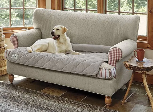 Grip-Tight Quilted Furniture Protector with Zip-Off Bolster for Sofa | Shale | Orvis
