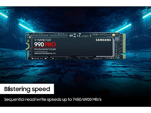Samsung 990 PRO SSD NVMe M.2 PCIe Gen4, M.2 2280 Internal Solid State Hard Drive, Seq. Read Speeds Up to 7,450 MB/s for High End Computing, Gaming, and Heavy Duty Workstations, MZ-V9P2T0B/AM