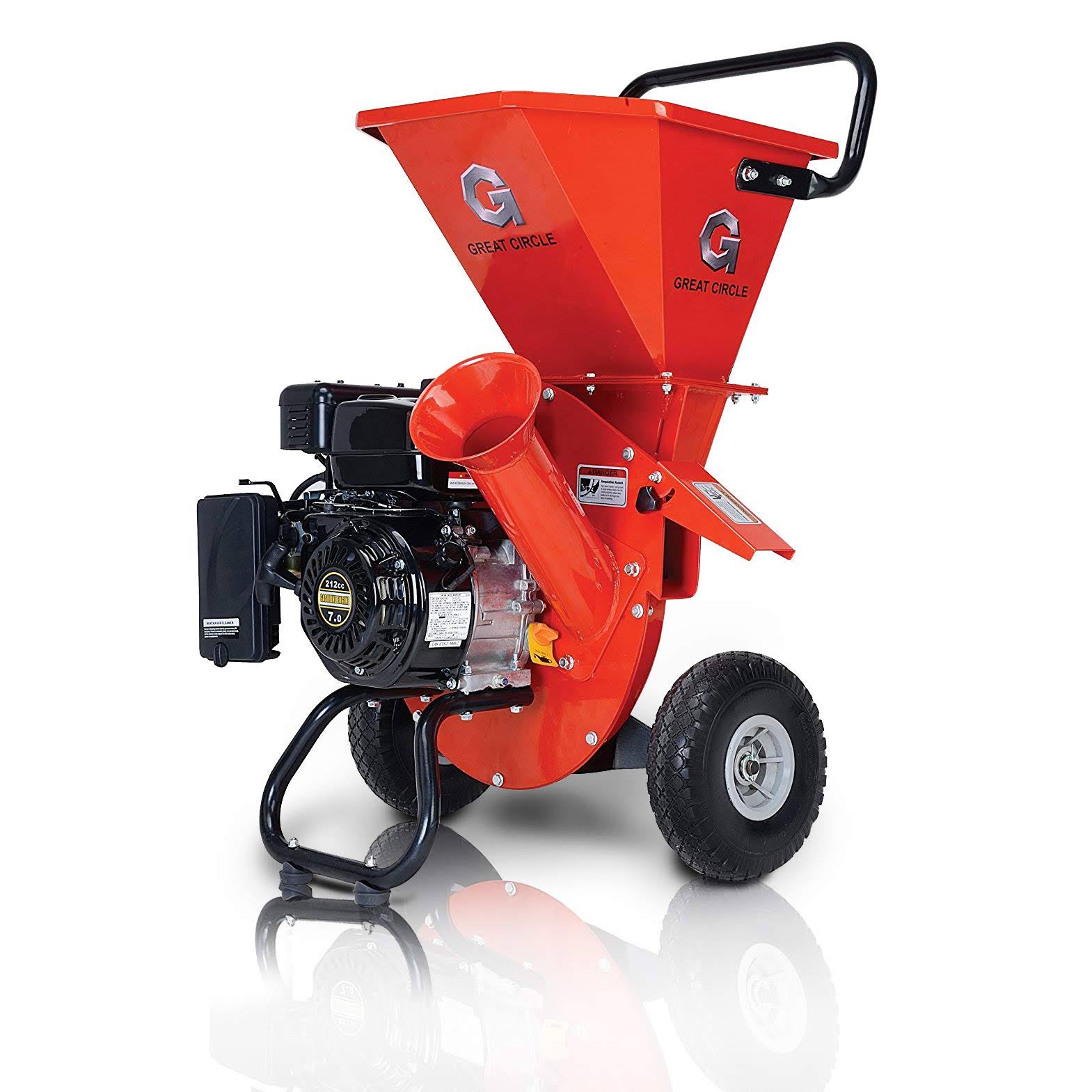 GreatCircleUSA Wood Chipper Shredder Mulcher Heavy Duty 212cc Gas Powered 3 in 1 Multi-Function 3x22 inch Max Wood Diameter Capa