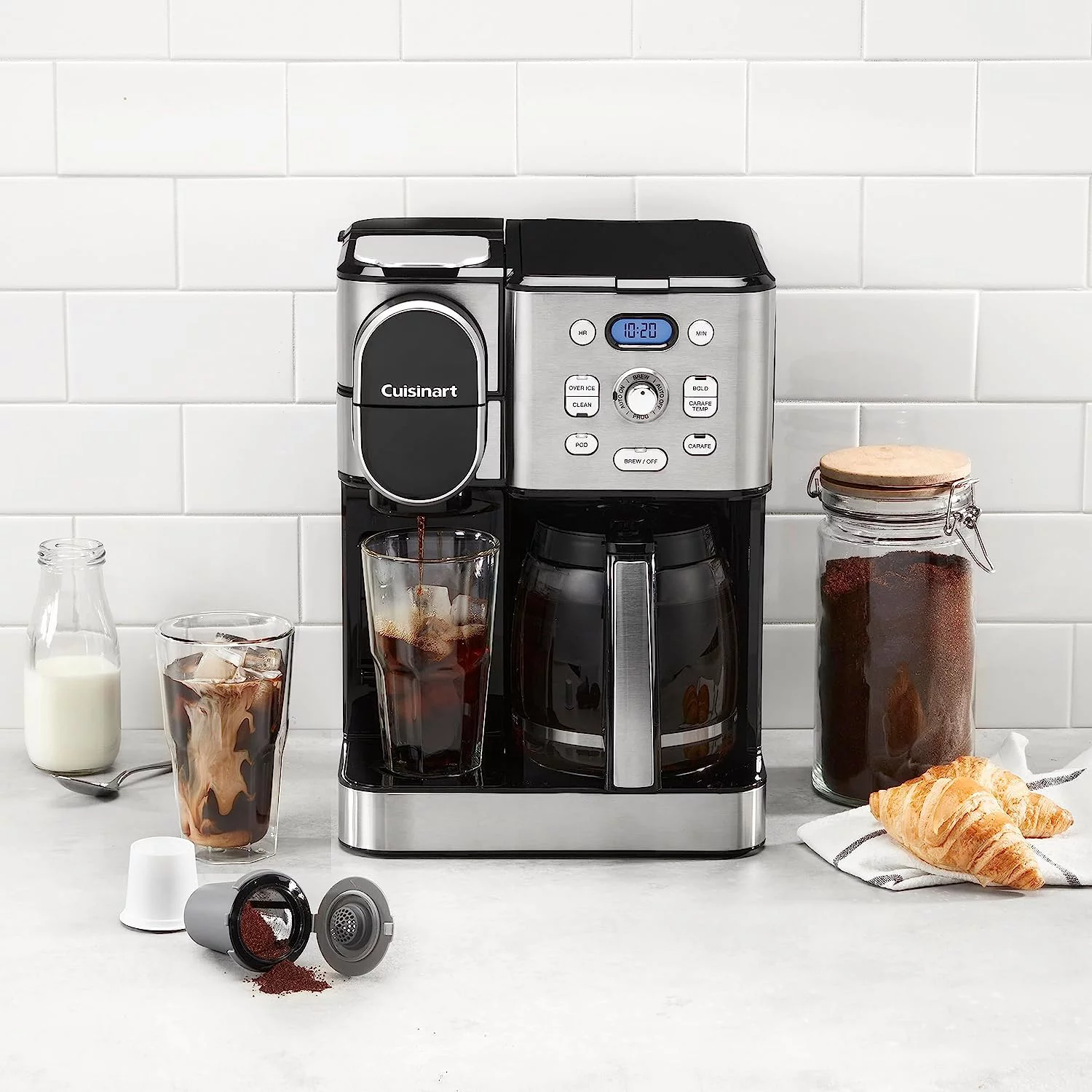 Cuisinart SS-15W Maker Coffee Center 12-Cup Coffeemaker and Single-Serve Brewer, White Stainless Steel