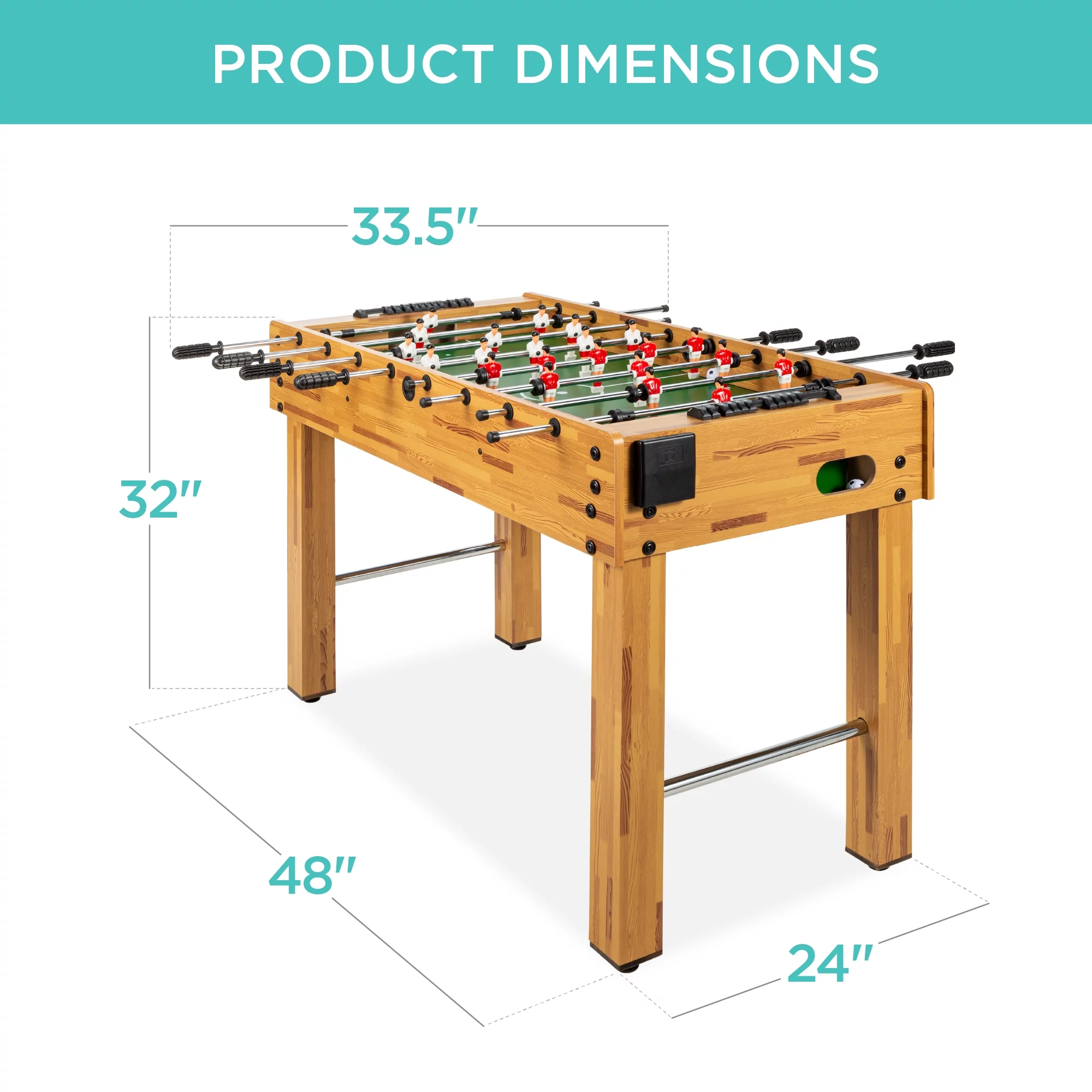 Best Choice Products 48in Competition Sized Foosball Table for Home, Game Room w/ 2 Balls, 2 Cup Holders - Light Brown